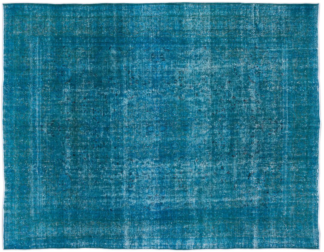 Turquoise Over Dyed Vintage XLarge Rug 9&#39;5&#39;&#39; x 12&#39;3&#39;&#39; ft 286 x 374 cm