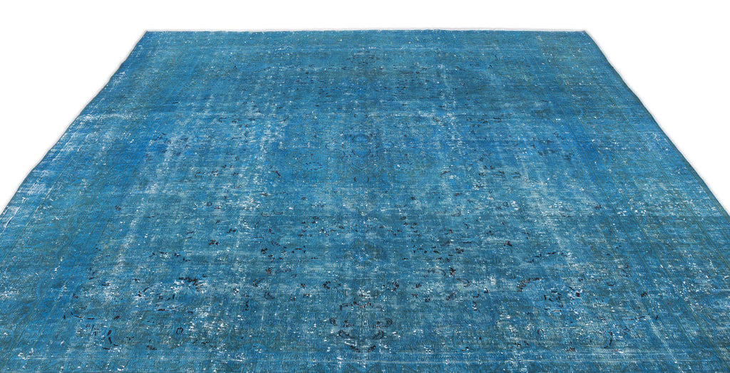 Turquoise  Over Dyed Vintage XLarge Rug 9'5'' x 12'3'' ft 286 x 374 cm