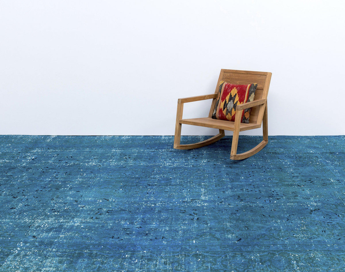 Turquoise  Over Dyed Vintage XLarge Rug 9&#39;5&#39;&#39; x 12&#39;3&#39;&#39; ft 286 x 374 cm