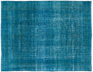 Turquoise Over Dyed Vintage XLarge Rug 9'5'' x 12'3'' ft 286 x 374 cm