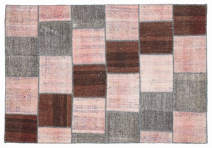 Mixed Over Dyed Kilim Patchwork Unique Rug 5'3'' x 7'7'' ft 160 x 230 cm