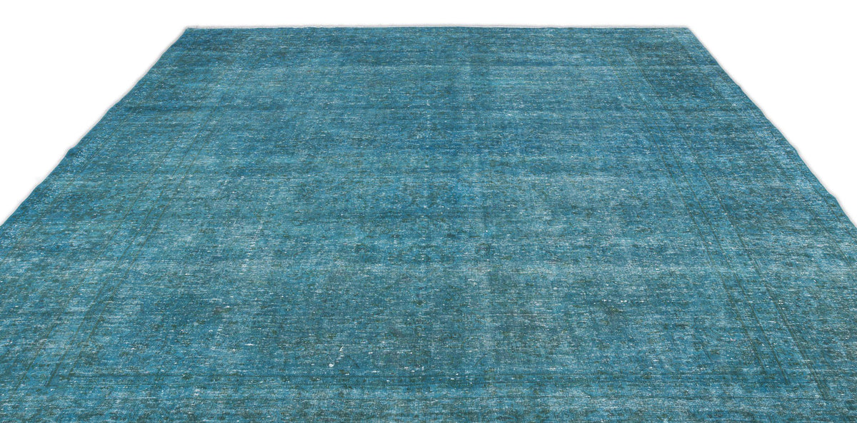 Turquoise  Over Dyed Vintage XLarge Rug 9&#39;5&#39;&#39; x 12&#39;7&#39;&#39; ft 287 x 384 cm