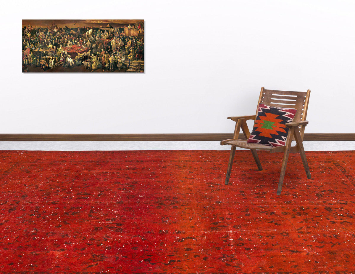 Orange Over Dyed Vintage XLarge Rug 9&#39;5&#39;&#39; x 12&#39;4&#39;&#39; ft 286 x 376 cm