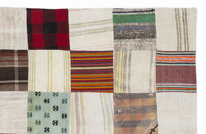 Mixed Over Dyed Kilim Patchwork Unique Rug 5'3'' x 7'7'' ft 160 x 230 cm