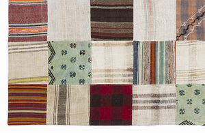 Mixed Over Dyed Kilim Patchwork Unique Rug 5'3'' x 7'7'' ft 160 x 230 cm