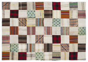 Mixed Over Dyed Kilim Patchwork Unique Rug 5'3'' x 7'7'' ft 160 x 230 cm