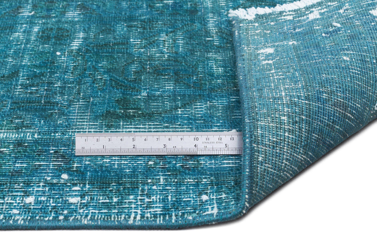 Turquoise  Over Dyed Vintage XLarge Rug 9&#39;3&#39;&#39; x 12&#39;9&#39;&#39; ft 281 x 388 cm
