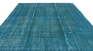 Turquoise  Over Dyed Vintage XLarge Rug 9'3'' x 12'9'' ft 281 x 388 cm