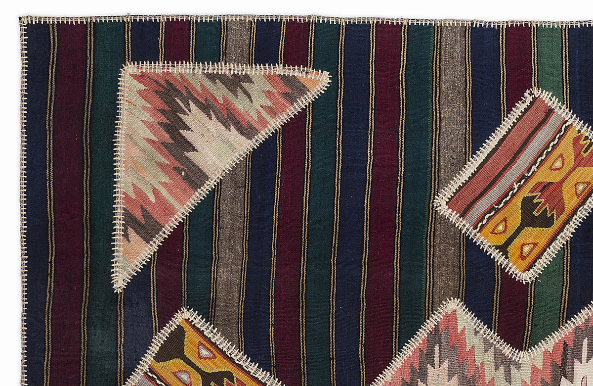 Naturel Over Dyed Kilim Patchwork Unique Rug 5&#39;3&#39;&#39; x 7&#39;7&#39;&#39; ft 160 x 230 cm