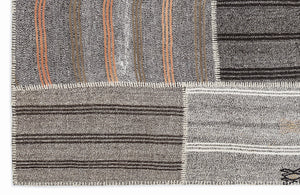 Striped Over Dyed Kilim Patchwork Unique Rug 5'3'' x 7'7'' ft 160 x 230 cm