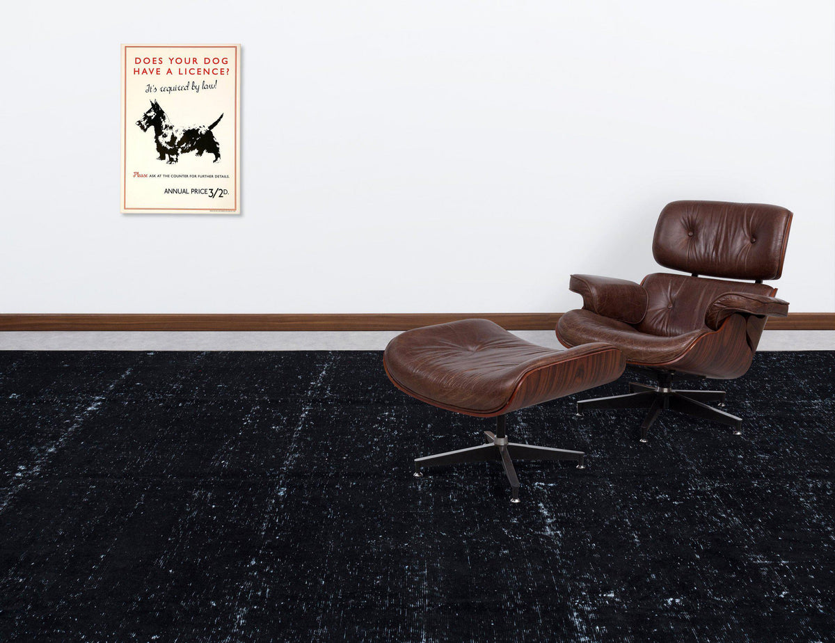 Black Over Dyed Vintage XLarge Rug 9&#39;9&#39;&#39; x 12&#39;2&#39;&#39; ft 297 x 372 cm