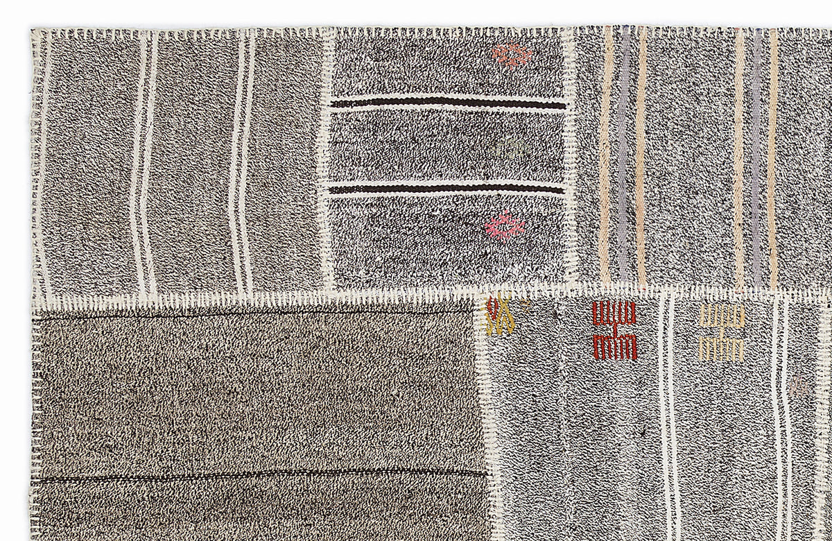 Striped Over Dyed Kilim Patchwork Unique Rug 5&#39;3&#39;&#39; x 7&#39;7&#39;&#39; ft 160 x 230 cm