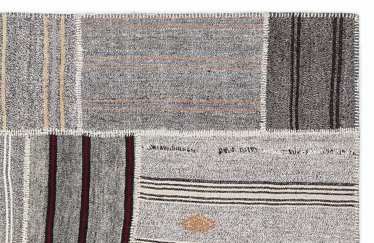 Striped Over Dyed Kilim Patchwork Unique Rug 5&#39;3&#39;&#39; x 7&#39;7&#39;&#39; ft 160 x 230 cm