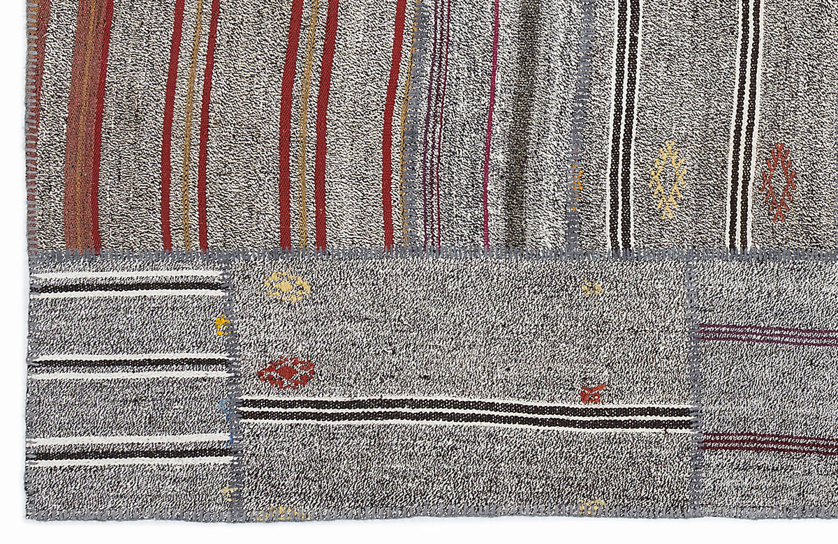 Striped Over Dyed Kilim Patchwork Unique Rug 5&#39;3&#39;&#39; x 7&#39;7&#39;&#39; ft 160 x 230 cm