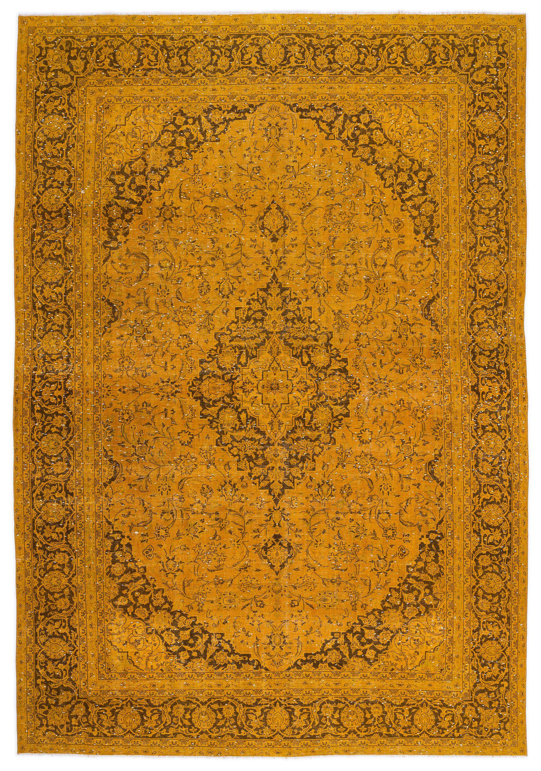 Yellow Over Dyed Vintage XLarge Rug 9'4'' x 13'1'' ft 284 x 400 cm