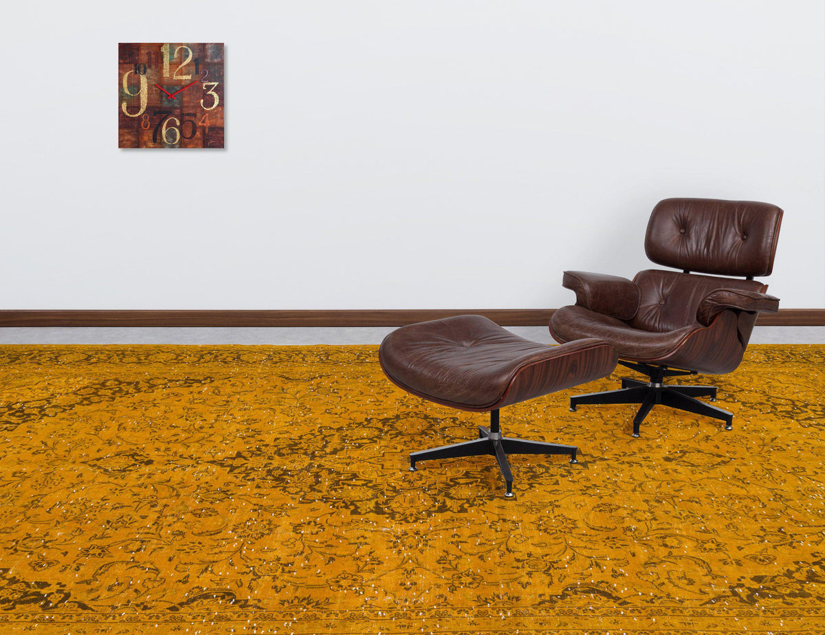 Yellow Over Dyed Vintage XLarge Rug 9&#39;4&#39;&#39; x 13&#39;1&#39;&#39; ft 284 x 400 cm