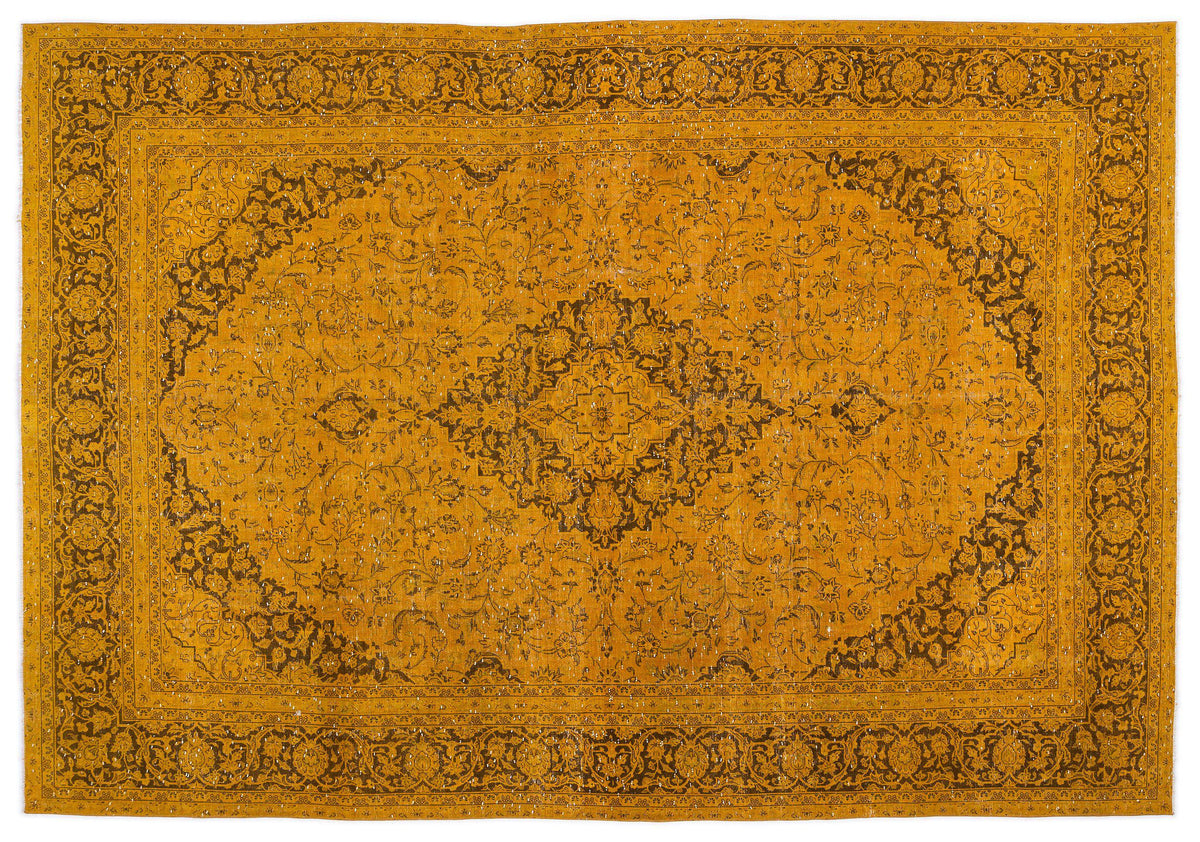 Yellow Over Dyed Vintage XLarge Rug 9&#39;4&#39;&#39; x 13&#39;1&#39;&#39; ft 284 x 400 cm