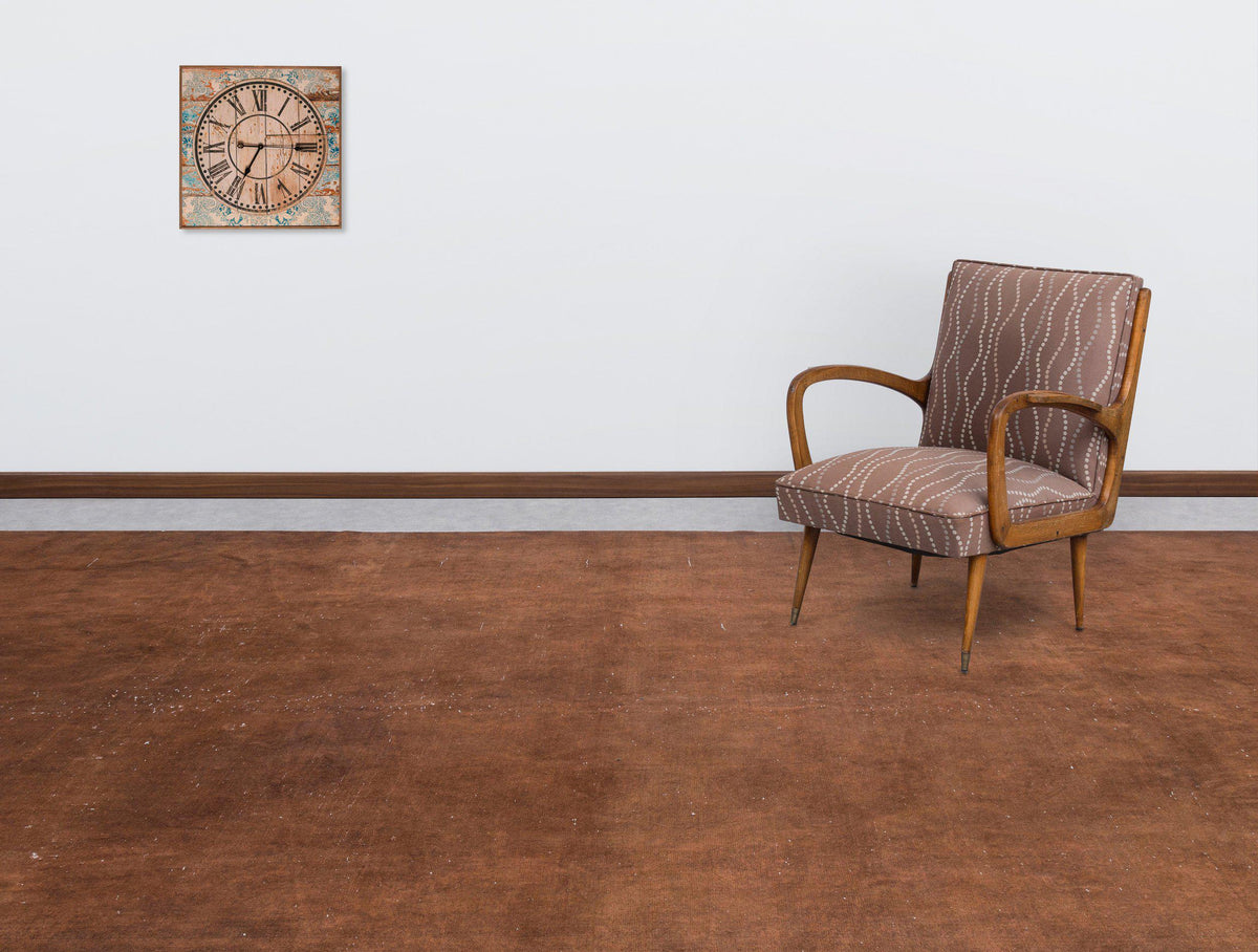 Brown Over Dyed Vintage XLarge Rug 9&#39;7&#39;&#39; x 12&#39;10&#39;&#39; ft 292 x 392 cm