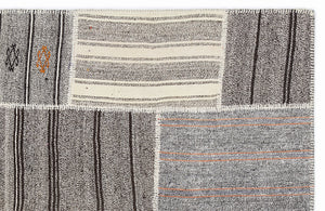 Striped Over Dyed Kilim Patchwork Unique Rug 5'3'' x 7'7'' ft 160 x 230 cm