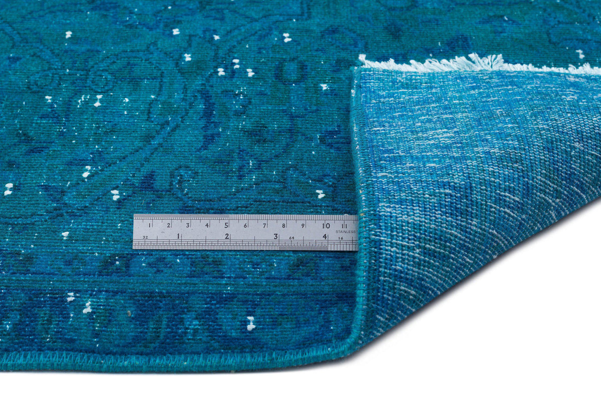 Turquoise  Over Dyed Vintage XLarge Rug 9&#39;9&#39;&#39; x 12&#39;11&#39;&#39; ft 297 x 393 cm