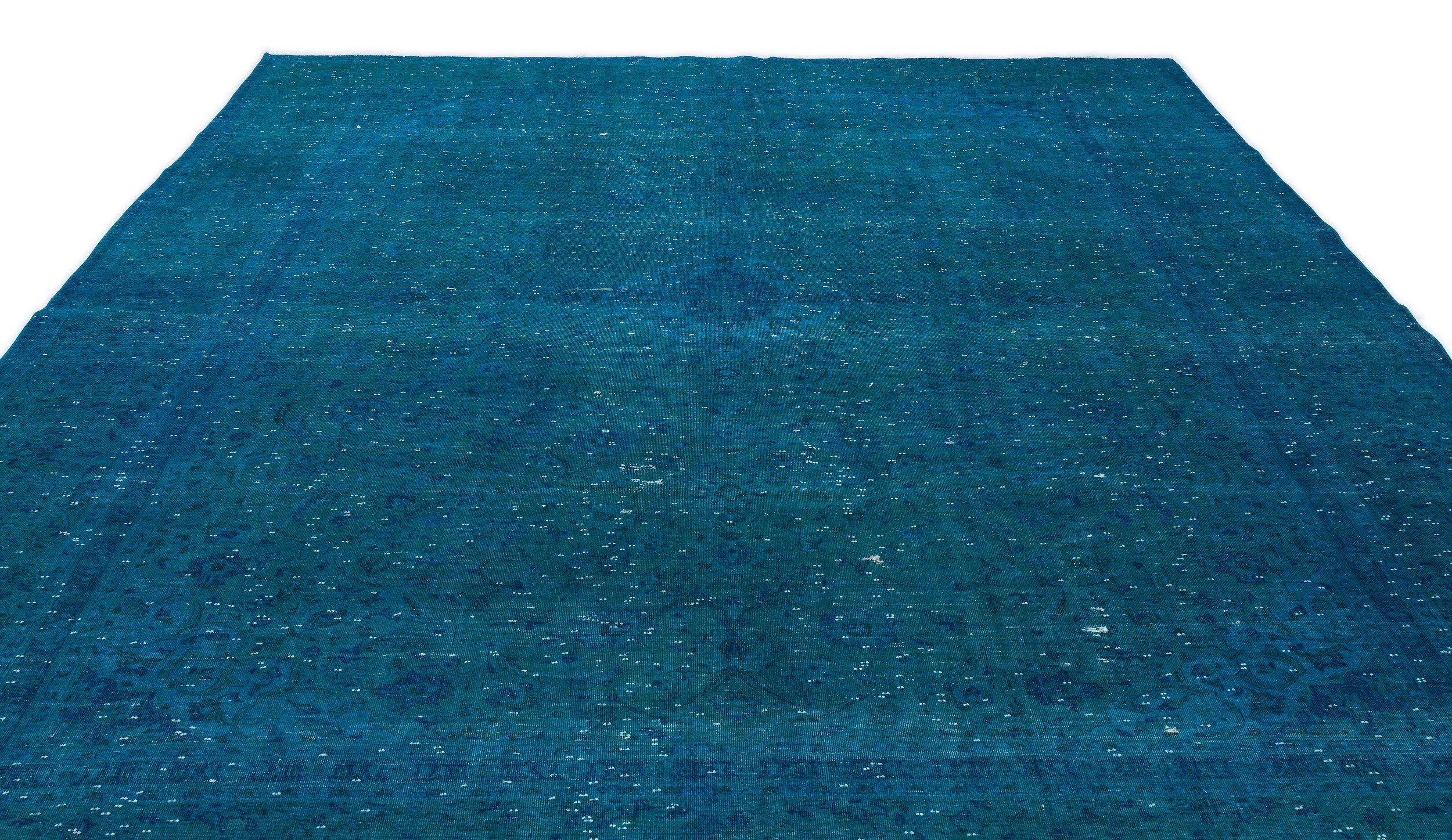 Traditional Design Turquoise Over Dyed Vintage XLarge Rug 9'9'' x 12'1 ...