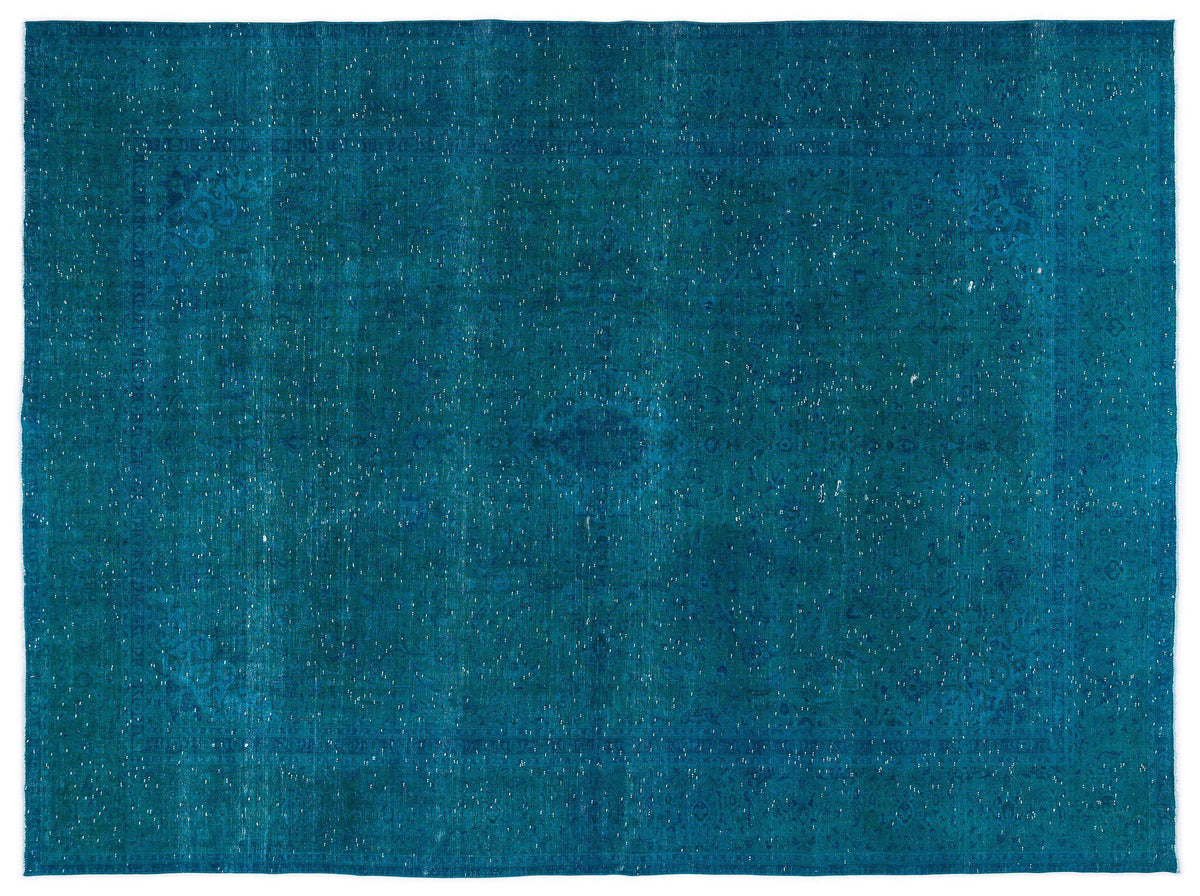 Turquoise  Over Dyed Vintage XLarge Rug 9&#39;9&#39;&#39; x 12&#39;11&#39;&#39; ft 297 x 393 cm