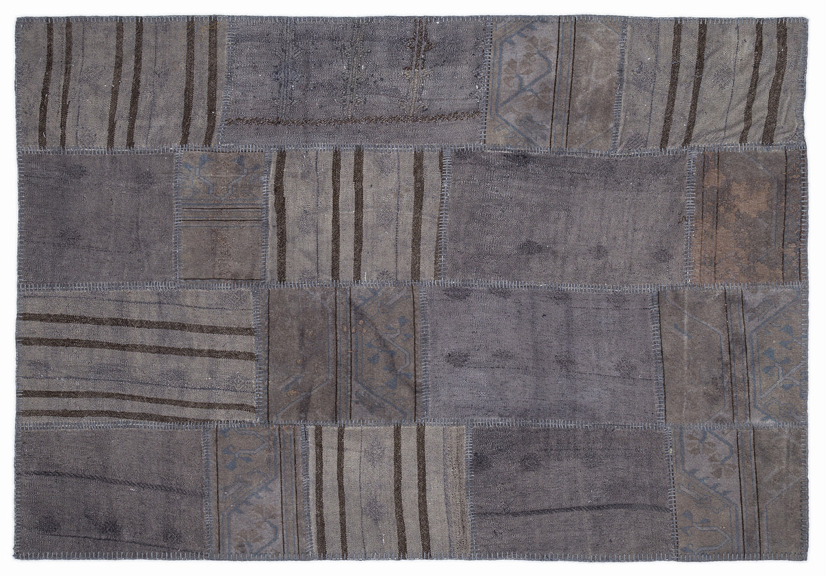 Striped Over Dyed Kilim Patchwork Unique Rug 5&#39;3&#39;&#39; x 7&#39;7&#39;&#39; ft 160 x 230 cm