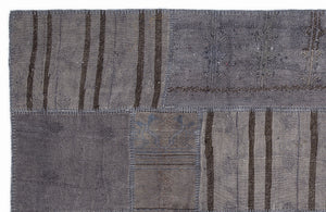 Striped Over Dyed Kilim Patchwork Unique Rug 5'3'' x 7'7'' ft 160 x 230 cm
