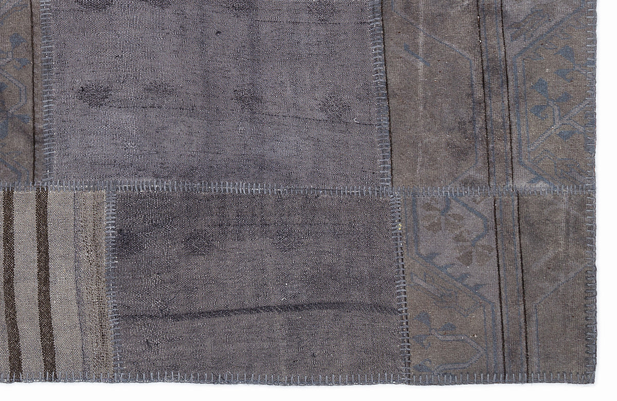 Striped Over Dyed Kilim Patchwork Unique Rug 5&#39;3&#39;&#39; x 7&#39;7&#39;&#39; ft 160 x 230 cm