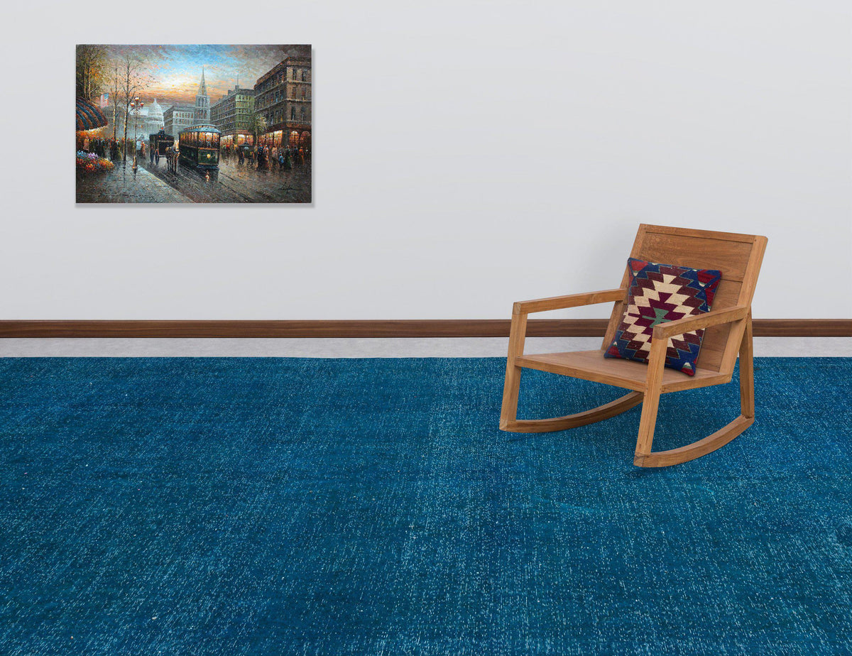 Turquoise  Over Dyed Vintage XLarge Rug 9&#39;7&#39;&#39; x 13&#39;11&#39;&#39; ft 291 x 423 cm