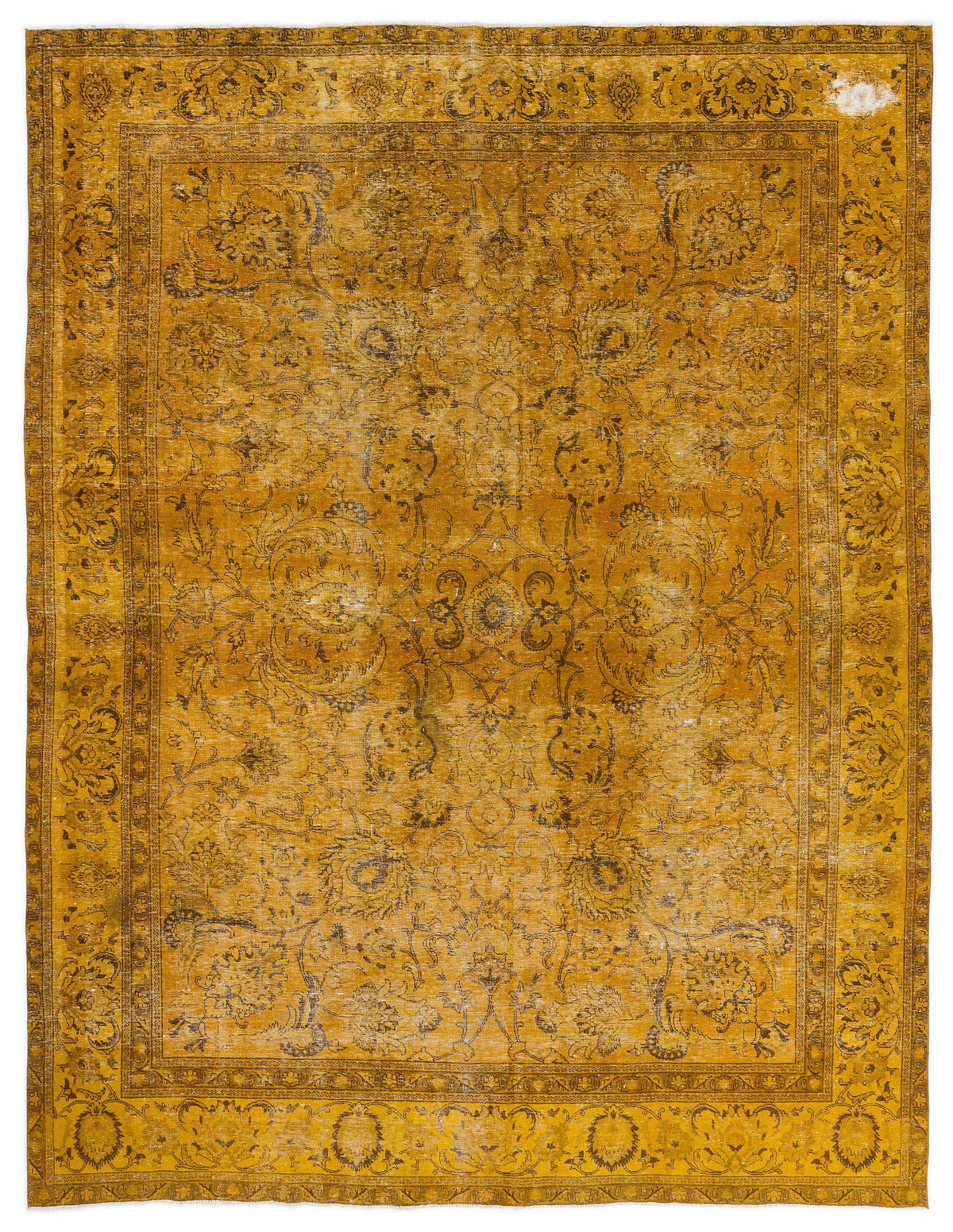Yellow Over Dyed Vintage XLarge Rug 9&#39;3&#39;&#39; x 12&#39;4&#39;&#39; ft 282 x 375 cm