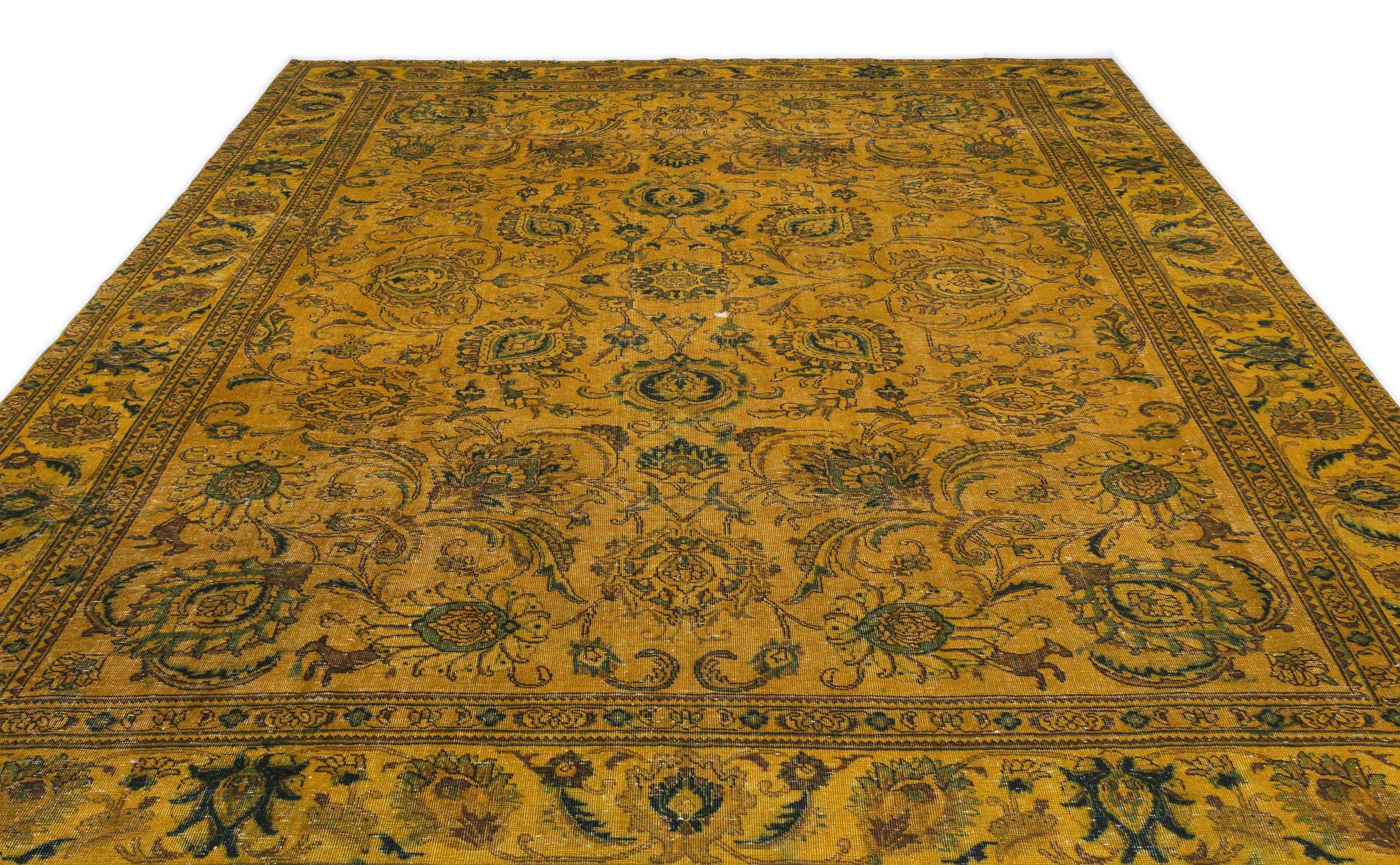 Yellow Over Dyed Vintage XLarge Rug 9'1'' x 12'11'' ft 276 x 393 cm