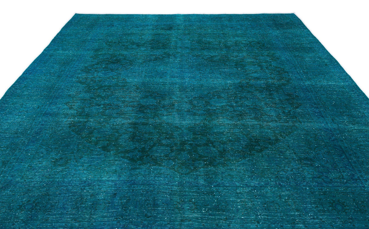 Turquoise  Over Dyed Vintage XLarge Rug 9&#39;6&#39;&#39; x 12&#39;12&#39;&#39; ft 290 x 395 cm