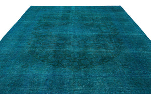 Turquoise  Over Dyed Vintage XLarge Rug 9'6'' x 12'12'' ft 290 x 395 cm