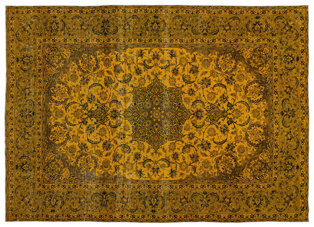 Yellow Over Dyed Vintage XLarge Rug 9&#39;7&#39;&#39; x 13&#39;9&#39;&#39; ft 292 x 419 cm