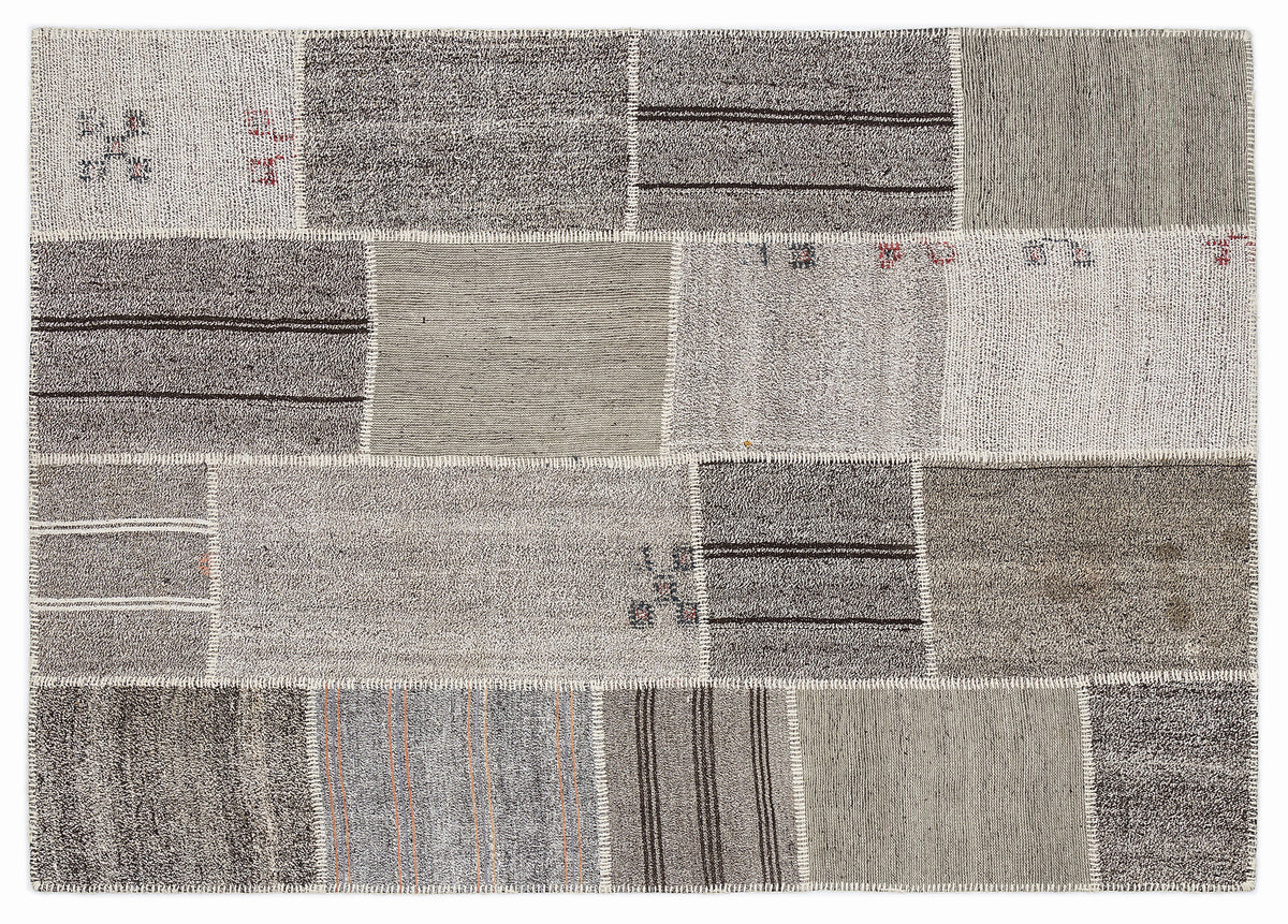 Striped Over Dyed Kilim Patchwork Unique Rug 5&#39;3&#39;&#39; x 7&#39;7&#39;&#39; ft 160 x 230 cm
