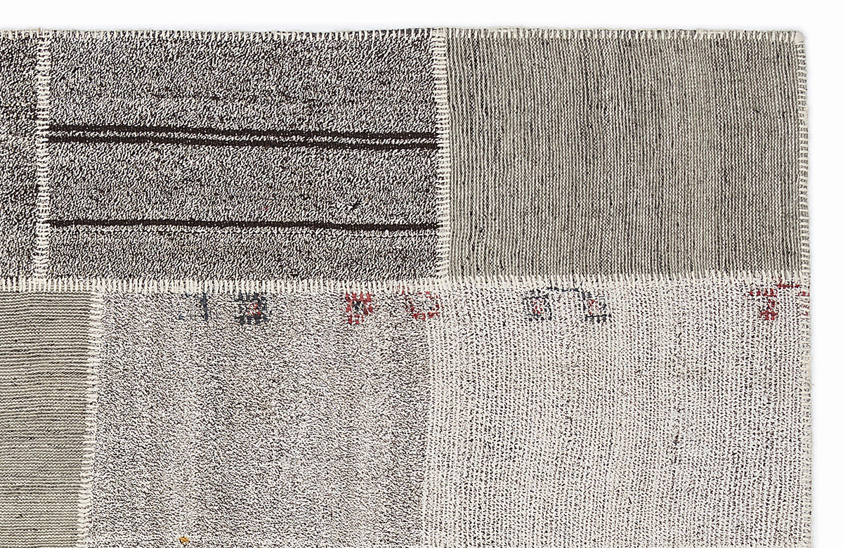 Striped Over Dyed Kilim Patchwork Unique Rug 5&#39;3&#39;&#39; x 7&#39;7&#39;&#39; ft 160 x 230 cm