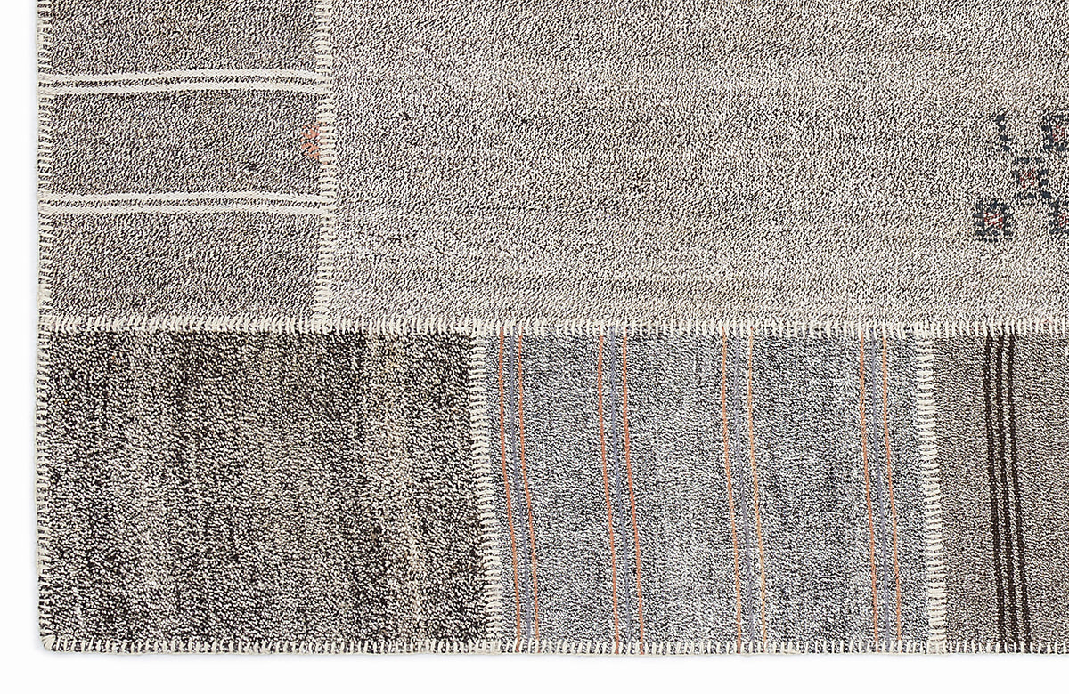 Striped Over Dyed Kilim Patchwork Unique Rug 5&#39;3&#39;&#39; x 7&#39;7&#39;&#39; ft 160 x 230 cm