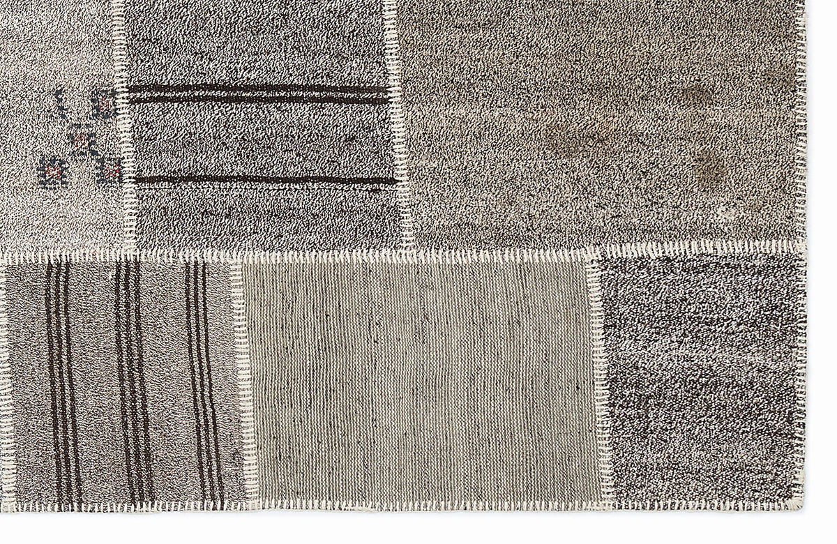 Striped Over Dyed Kilim Patchwork Unique Rug 5&#39;3&#39;&#39; x 7&#39;7&#39;&#39; ft 160 x 230 cm