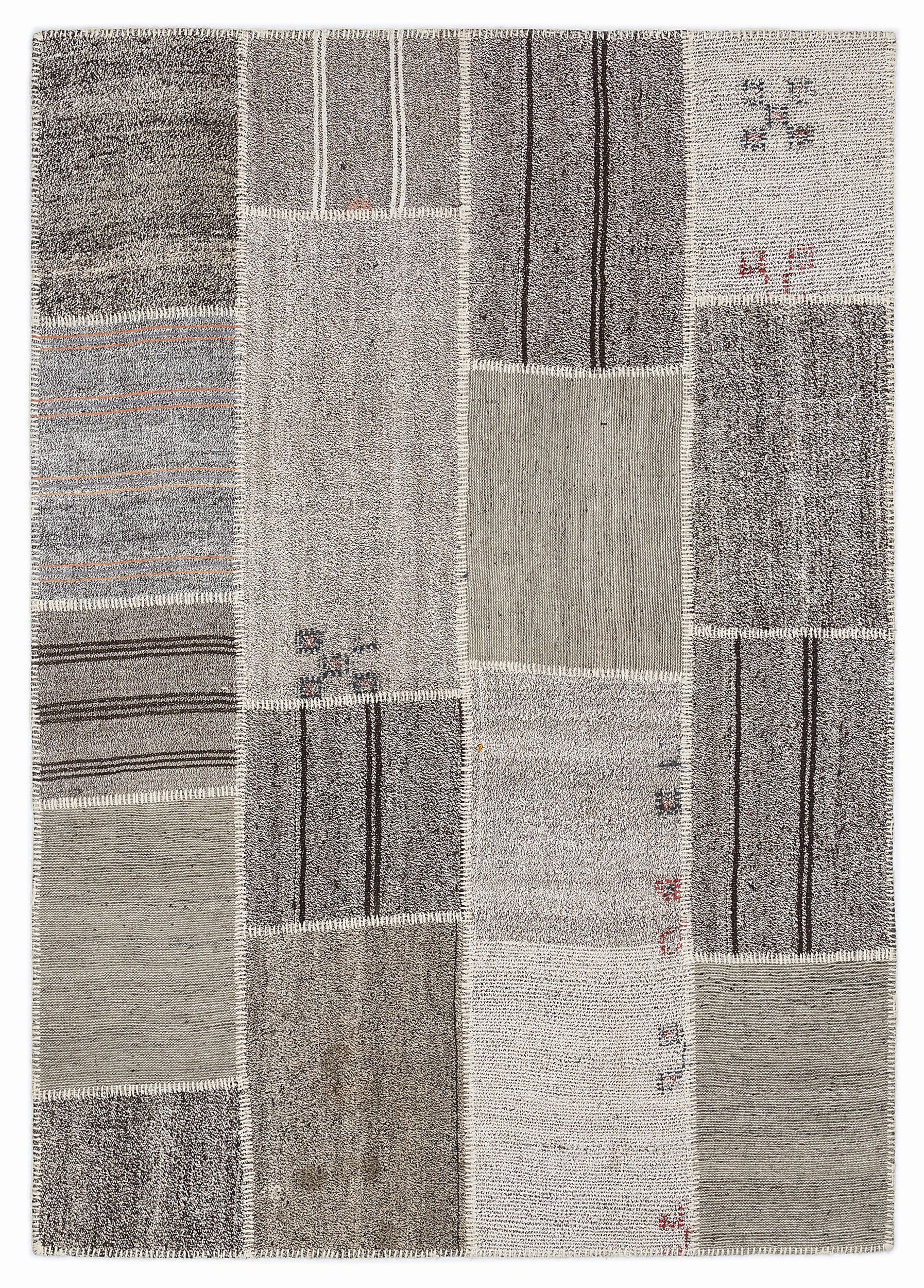 Striped Over Dyed Kilim Patchwork Unique Rug 5'3'' x 7'7'' ft 160 x 230 cm