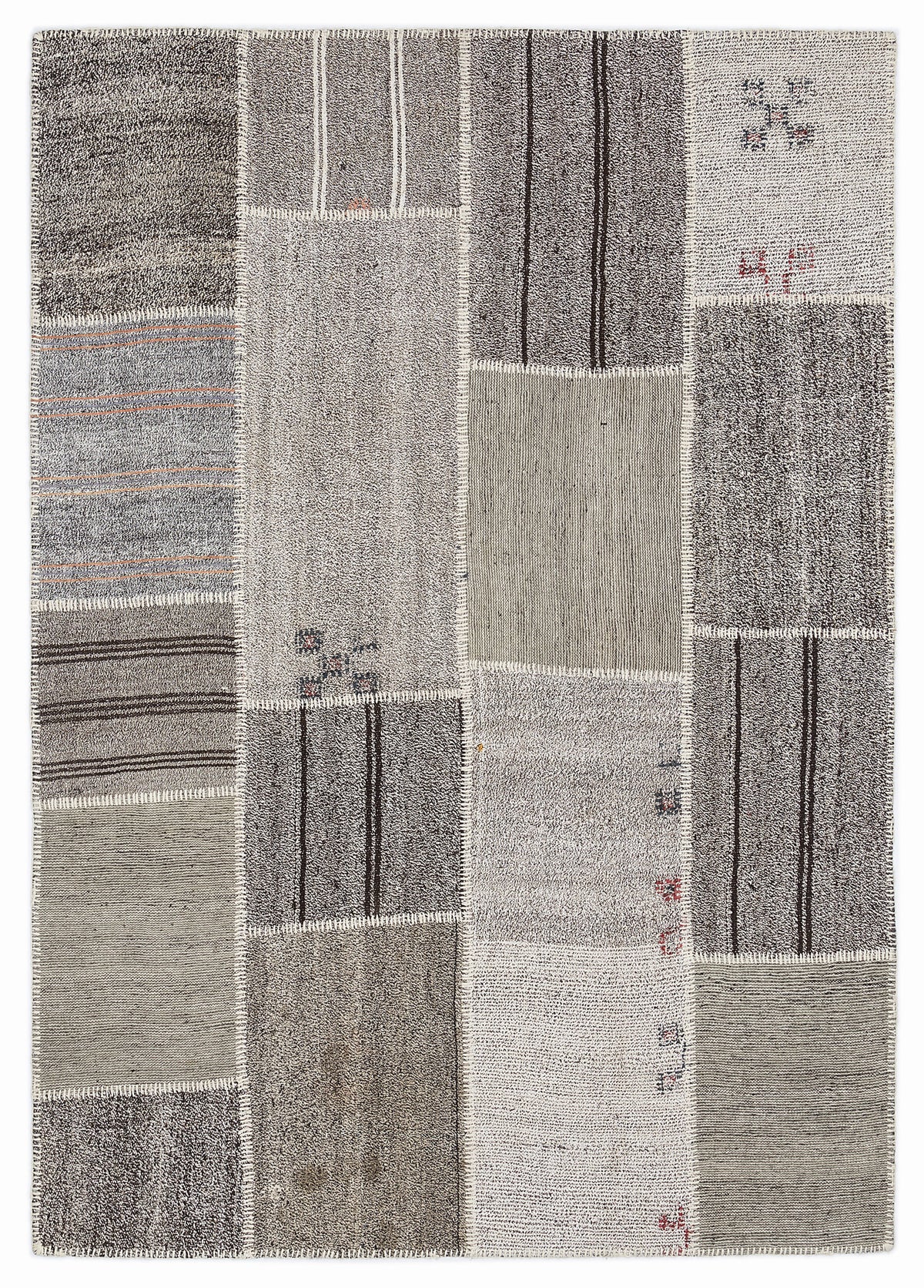 Striped Over Dyed Kilim Patchwork Unique Rug 5&#39;3&#39;&#39; x 7&#39;7&#39;&#39; ft 160 x 230 cm