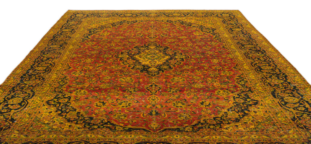 Yellow Over Dyed Vintage XLarge Rug 9'3'' x 9'7'' ft 283 x 292 cm