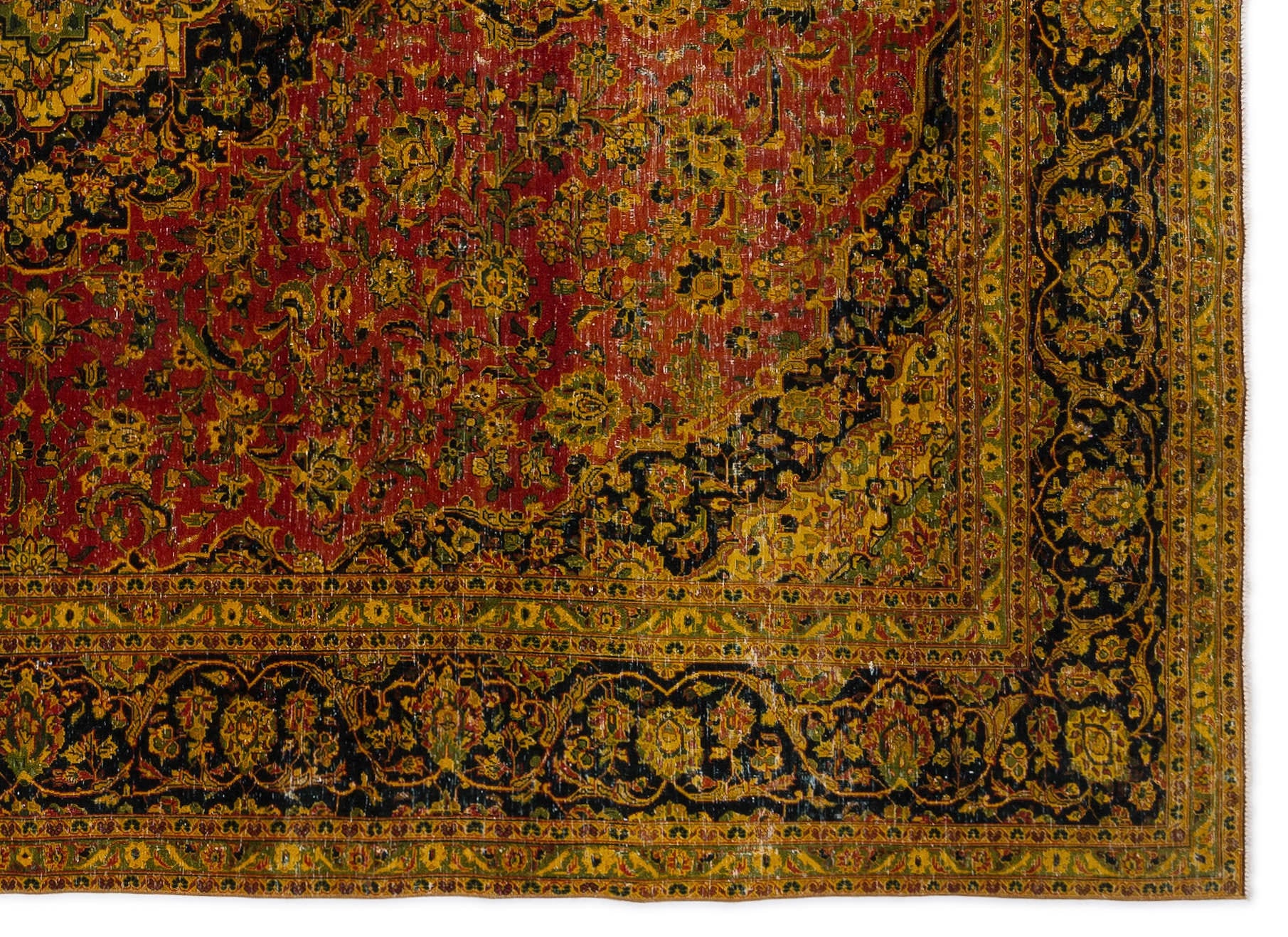 Yellow Over Dyed Vintage XLarge Rug 9'3'' x 9'7'' ft 283 x 292 cm