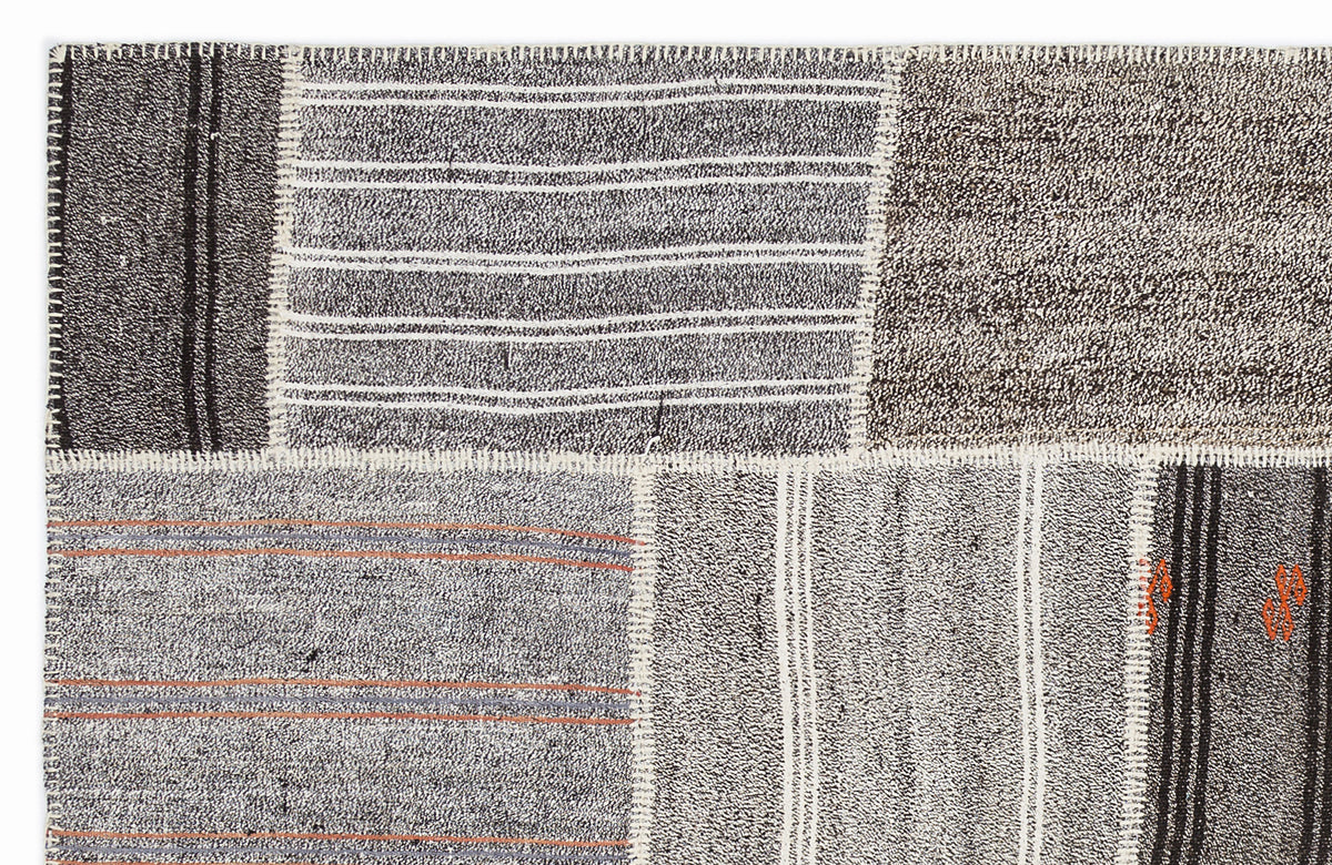 Striped Over Dyed Kilim Patchwork Unique Rug 5&#39;3&#39;&#39; x 7&#39;7&#39;&#39; ft 160 x 230 cm