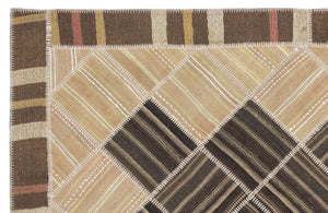 Striped Over Dyed Kilim Patchwork Unique Rug 5'7'' x 7'10'' ft 169 x 240 cm