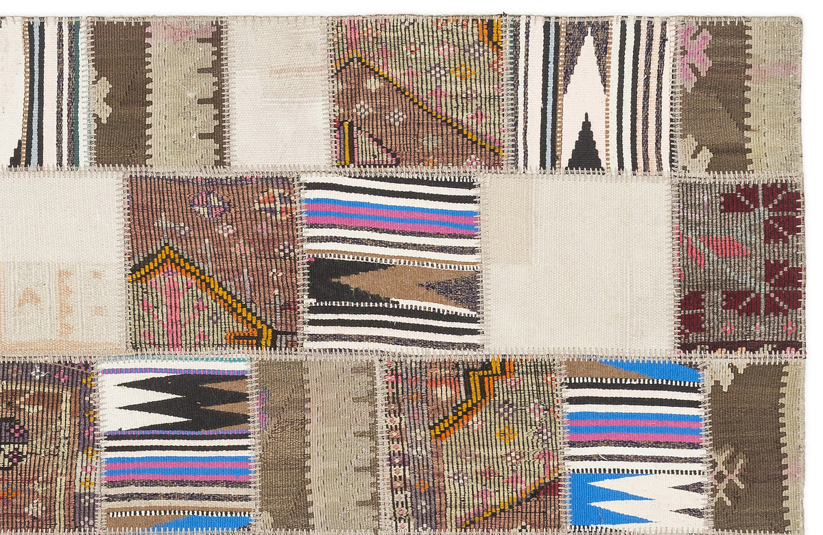 Striped Over Dyed Kilim Patchwork Unique Rug 3&#39;11&#39;&#39; x 5&#39;12&#39;&#39; ft 120 x 182 cm