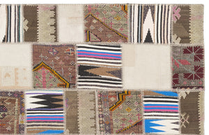 Striped Over Dyed Kilim Patchwork Unique Rug 3'11'' x 5'12'' ft 120 x 182 cm
