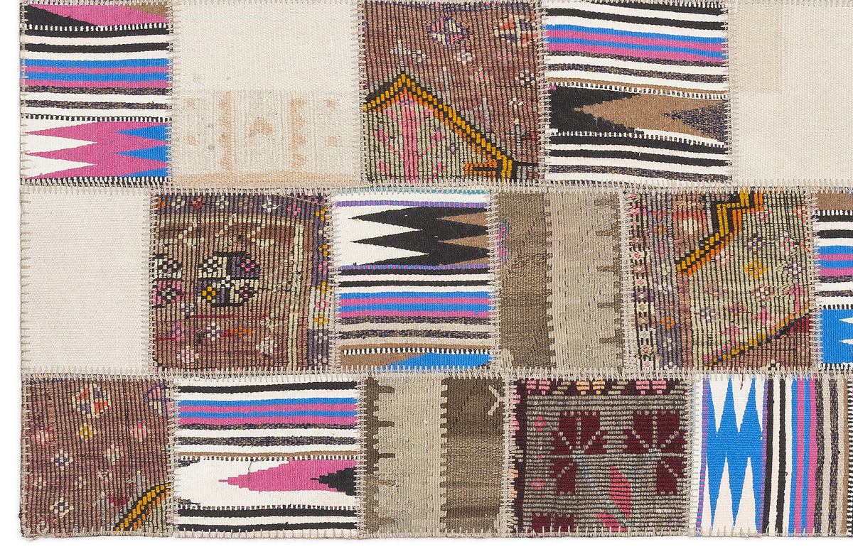 Striped Over Dyed Kilim Patchwork Unique Rug 3&#39;11&#39;&#39; x 5&#39;12&#39;&#39; ft 120 x 182 cm