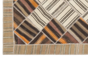 Striped Over Dyed Kilim Patchwork Unique Rug 5'7'' x 7'10'' ft 170 x 240 cm