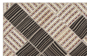 Striped Over Dyed Kilim Patchwork Unique Rug 5'9'' x 8'8'' ft 176 x 264 cm